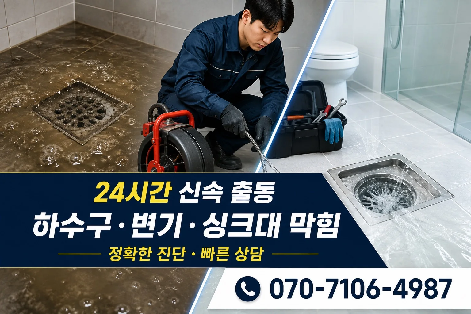 깔끔배관 욕실 배수 전후 점검 서비스 안내